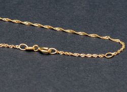 ✅ Gold Kette 585/- Goldkette 45cm Frau Gelbgold Singapur Kette Halskette Collier
