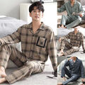 Traditionelles 2-Teiliges Pyjama-Set Für Herren Mit Karomuster Seitliche ①