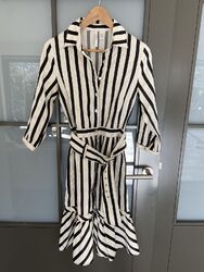Hemdblusenkleid Mango Suit schwarz-weiß gestreift Gr. S