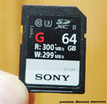 Sony 64 GB SDXC SD SDHC Speicherkarte 300 MBs UHS-II U3 SF-G64