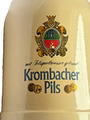 Bierkrug Krombacher Pils 0,5l Seidel Humpen aus Steingut Aufdruck TOP