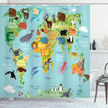 Artasticky Weltkarte Duschvorhang, Tier Karte der Welt