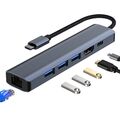 H32C 6in1 Adapter USB Typ-C zu Hub 3x USB 3.0 + USB-C mit PD + HDMI + RJ45 1000M