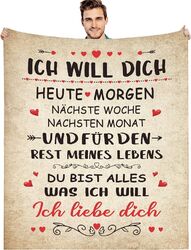 Valentinstag Kuschel Decke " Ich Will Dich "Geschenk für Männer Frauen, Hochzeit