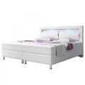 IHG Boxspringbett Milano 180x200  Kunstleder Weiss TYP 6 intergriertem Topper