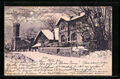 Mondschein-AK Jena, Forsthaus und Kriegerdenkmal im Winter 1901 