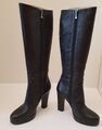 Damen Stiefel, Schwarz, Gr. 36, Absatz 9,5 cm, Schaftlänge 38 cm, Made in Italy