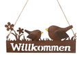 Metallschild Willkommen mit Vögeln 31 cm Türschild Hängedeko Schild Wanddeko