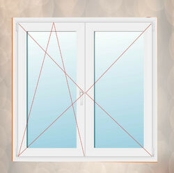 2-flügliges Kunststofffenster Stulpfenster Fenster Weiß Dreh Dreh-Kipp 3 fach 70