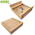 HORI Sandkasten Sandbox Holz Natur Braun mit Holzdeckel Spielgerät Garten Kinder