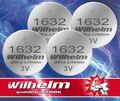 4 x CR1632 WILHELM Lithium Knopfzelle 3V 140 mAh ø16 x 3,2 mm Batterie DL1632
