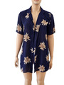 CANDA hübsche Bluse Kimono Tunika Blumen Muster true vintage navy Gr.46