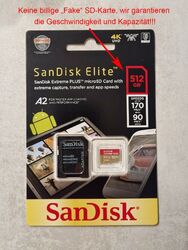 SanDisk Extreme Plus microSDXC UHS-I Card 512 GB Original! bis 170 MB/s Lesen A2