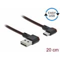 Delock EASY-USB 2.0 Kabel Typ-A Stecker zu USB Type-C Stecker gewinkelt links /