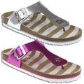 TOM TAILOR Dianette Sandale Zehentrenner 6993402 Lederfussbett silber oder pink