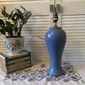 Vintage Marks & Spencer Cornflower Blau Keramik Ingwer Glas Tischlampe 14 Zoll hoch