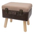 HMF Sitzhocker mit Stauraum im Vintage-Design aus Holz, Lederoptik, Kofferhocker