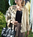 ZARA JACKE Gr. S M hellbeige  KUNSTFELL oversized FAKE FUR wNeu