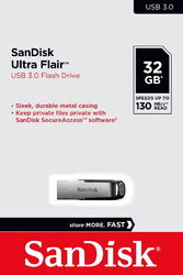 Sandisk USB Stick 32GB Speicherstick Cruzer Ultra Flair silber USB 3.0