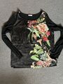 RIANI Langarmshirt Damen Blumen Gr.42 Schwarz Bunt