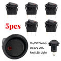 5 x KFZ Boot Kippschalter Wippschalter EIN AUS 2 & 3 PIN LED Rot DC 12V 20A Rund