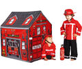 Feuerwehr Spielzelt Haus Fire Station Spielhaus für Kinder Feuerwache Indoor 