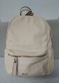 Mabel London City Büro Schul Rucksack goldene Reißverschlüsse vegan creme beige