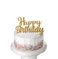 CakeTopper Gold Acrylstäbchen Kuchendeko Happy Birthday Geburtstag TortenAuflege