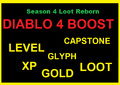 Diablo 4 Season 4 Boost Leveling + Pit + Glyph + Tormented Duriel D4 SC PC PS