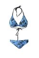 Damen Neckholder Bikini Set Badeanzug SexY Blau Blumen Strand Monokini Größe L