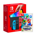 Nintendo Switch Modell Oled Blau Neon / Rot Neon + Mario Wonder (200209)