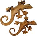 Geschnitztes Wandbild Deko Wandrelief  Gecko in 2 Größen - rechts