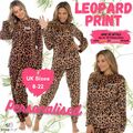 Personalisierter Damen-Pyjama Tier Leopardendruck PJ Set weich warm Twosie