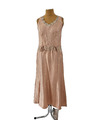 ROMA wundervolles Maxikleid beige rosa glänzend bestickt Gr.42