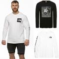 The North Face Herren T-Shirts L/S rote Box Grafikdruck Langarm Rundhalsausschnitt T-Shirt