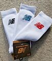 3 PAAR: M oder L gepolsterte NEW BALANCE CREW SOCKEN Unisex weiß Collegiate NBCREW