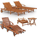 Sonnenliege Gartenliege Holz Liege mit Rollen Klappbar Relaxliege Strandliege