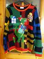 Ugly Christmas Sweater, Weihnachtspullover mit Dinosaurier aus USA, Gr XL