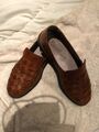 Rieker Herren Slipper feste Schuhe Gr. DE 42 Leder braun Flechtmuster