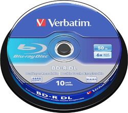 Verbatim BD-R Dual Layer Blu-ray Rohlinge 50 GB Blu-ray-Disc 6-fach 10er Spindel