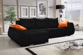 Ecksofa Sofa KLEO mit Schlaffunktion Schwarz Ottomane Links