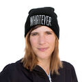 Beanie Slouch Damen Herren Unisex Schwarz Trendige Winter Mütze - Whatever