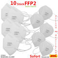 10 Stück FFP2 Schutz Maske Mundschutz 5-lagig Weiß CE zertifiziert Atemschutz