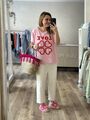 Love T-Shirt Sweater in rosa mit rotem Akzent One Size bs Gr 42  M4