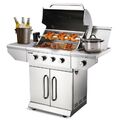 DMS® Gasgrill Edelstahl Grillwagen BBQ Grill 4 Brenner + Seitenbrenner Drehspieß