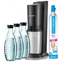 SodaStream Crystal 2.0 Titan Vorteilspack mit 3x Glaskaraffen + 1x CO2-ZylinderMit dem günstigeren alten Zylindersystem