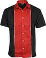 Relco Herren rot & schwarz Bowlingshirt Rockabilly Retro 50er Jahre Club Swing Lounge