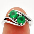 Natürlicher grüner Onyx 925 Sterlingsilber Ring s.6 Schmuck R-1048