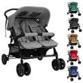 Zwillingskinderwagen Geschwisterwagen Kinderwagen Buggy Kinder Baby Stahl vidaXL