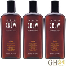3x American Crew Classic 3-in-1 Shampoo, Body Wash, Conditioner 450ml